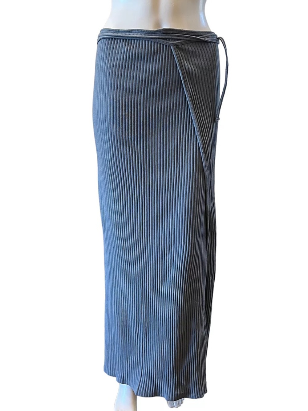 Free People Baserange Rib Knit Maxi Wrap Skirt in Grey, XS